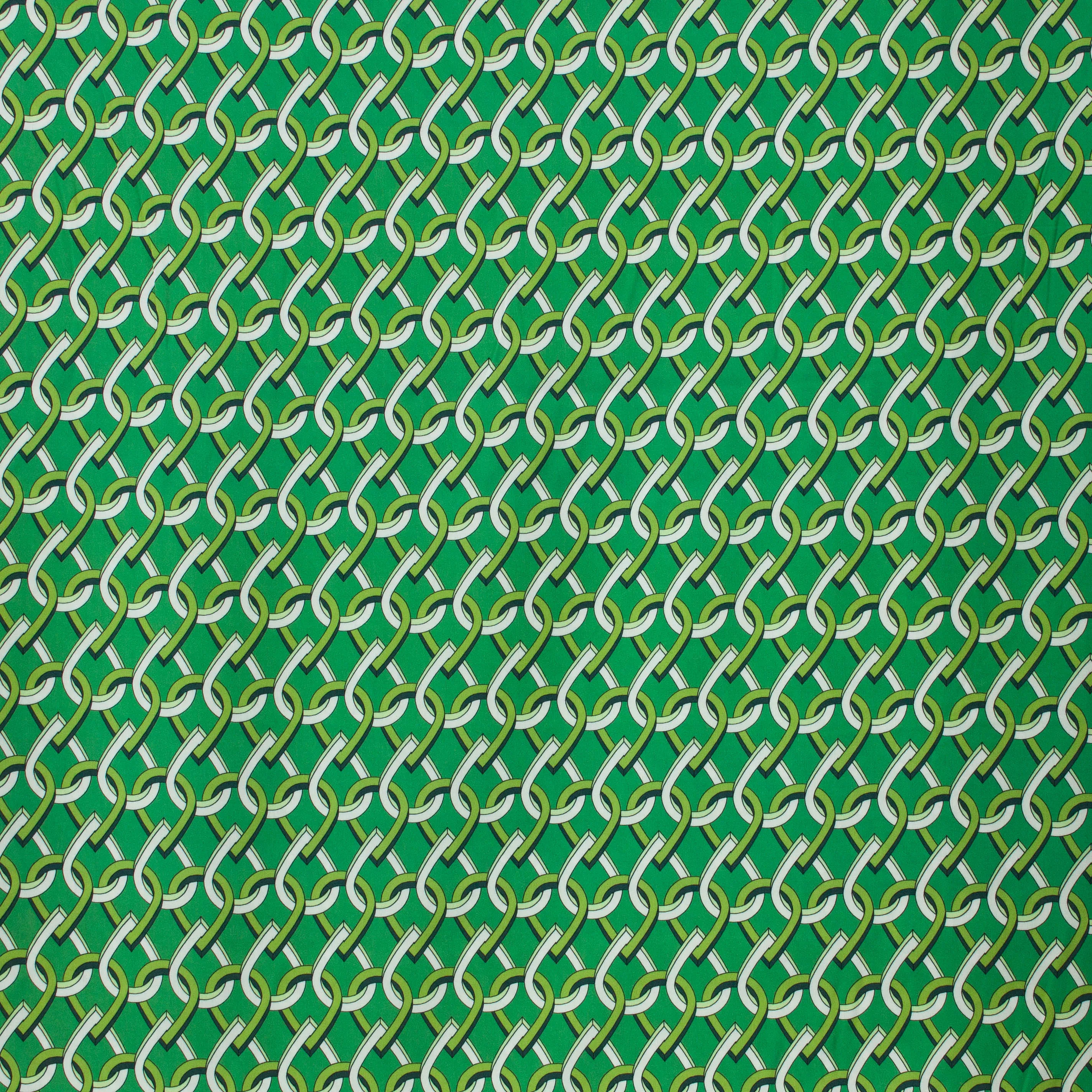 Groene viscose met groen retro schakelmotief